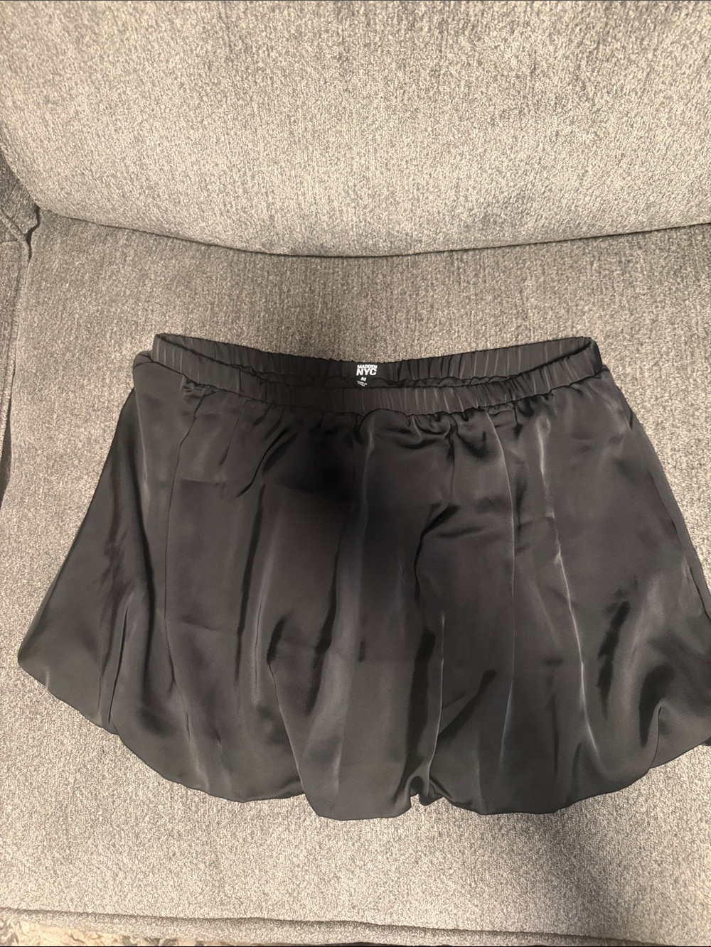 Madden Girl NYC Black Satin Bubble Skirt